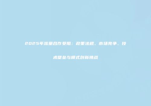 2025年流量合作受阻：政策法规、市场竞争、技术壁垒与模式创新挑战