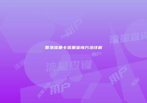 香港流量卡流量查询方法详解