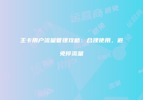王卡用户流量管理攻略：合理使用，避免停流量