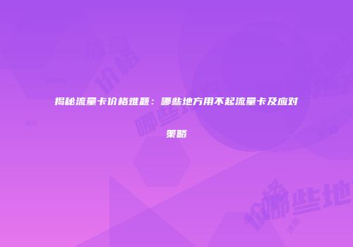 揭秘流量卡价格难题：哪些地方用不起流量卡及应对策略