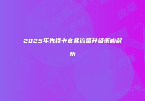 2025年先锋卡套餐流量升级策略解析