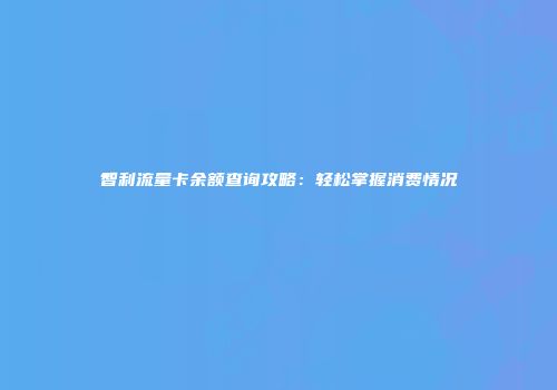 智利流量卡余额查询攻略：轻松掌握消费情况