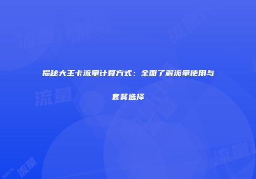 揭秘大王卡流量计算方式：全面了解流量使用与套餐选择