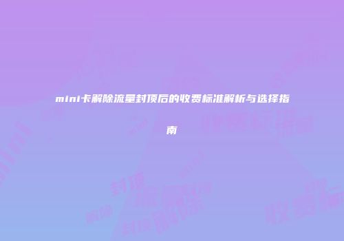 mini卡解除流量封顶后的收费标准解析与选择指南