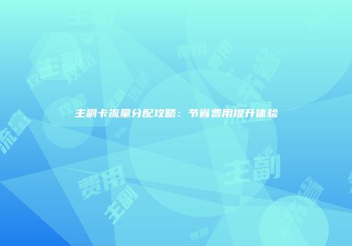 主副卡流量分配攻略：节省费用提升体验