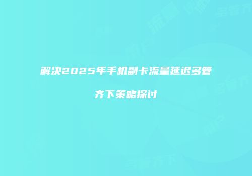 解决2025年手机副卡流量延迟多管齐下策略探讨