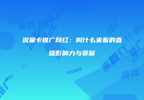 流量卡推广网红：叫什么来着的直播影响力与贡献