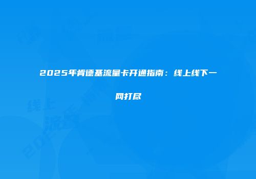 2025年肯德基流量卡开通指南：线上线下一网打尽
