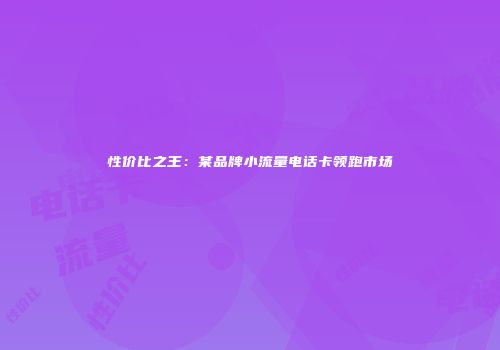 性价比之王：某品牌小流量电话卡领跑市场