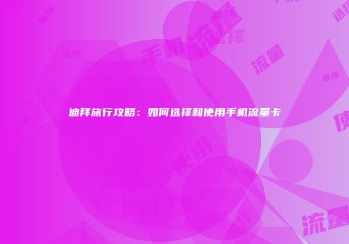 迪拜旅行攻略：如何选择和使用手机流量卡