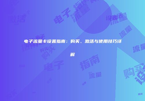电子流量卡设置指南：购买、激活与使用技巧详解
