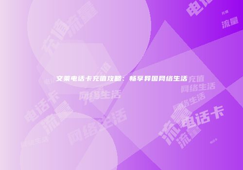 文莱电话卡充值攻略：畅享异国网络生活