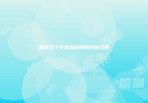 黑鲨双卡手机流量限制解除攻略
