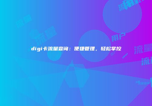 digi卡流量查询：便捷管理，轻松掌控