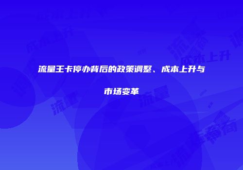 流量王卡停办背后的政策调整、成本上升与市场变革