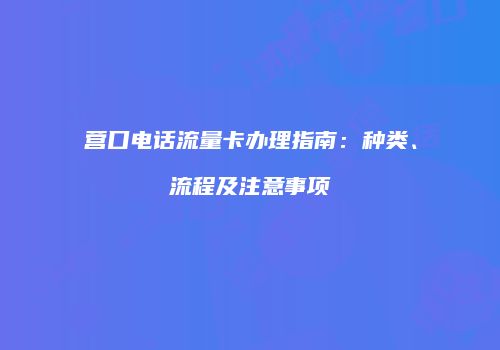 营口电话流量卡办理指南：种类、流程及注意事项