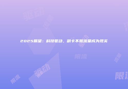 2025展望：科技驱动，副卡不限流量成为现实