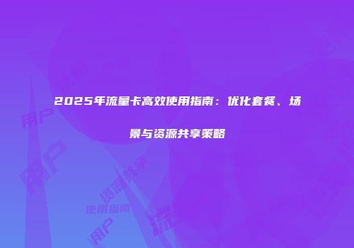 2025年流量卡高效使用指南：优化套餐、场景与资源共享策略