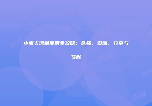 小宝卡流量使用全攻略：选择、查询、分享与节省