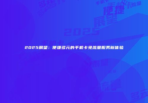 2025展望：便捷多元的手机卡免流量服务新体验