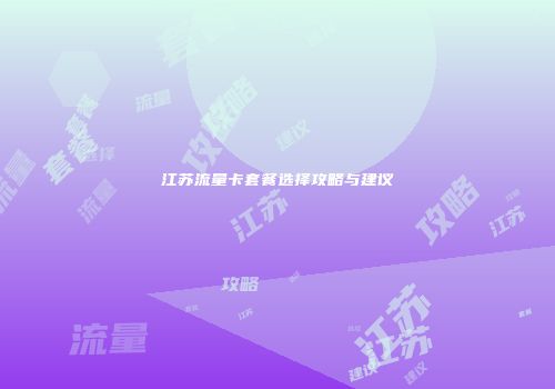 江苏流量卡套餐选择攻略与建议