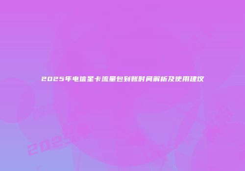 2025年电信星卡流量包到账时间解析及使用建议