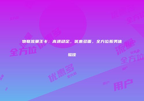 物联流量王卡：高速稳定，优惠多面，全方位服务体验佳
