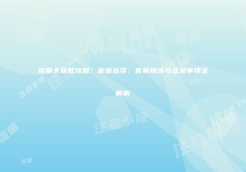 流量卡获取攻略：渠道选择、套餐挑选与注意事项全解析