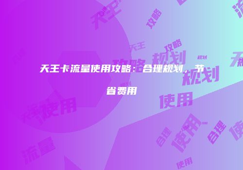 天王卡流量使用攻略：合理规划，节省费用