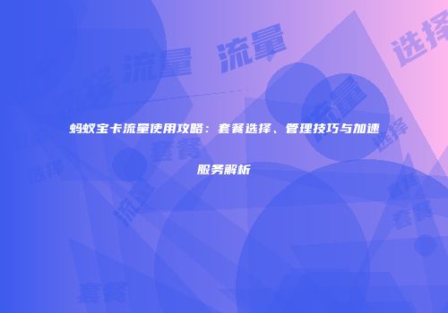 蚂蚁宝卡流量使用攻略：套餐选择、管理技巧与加速服务解析