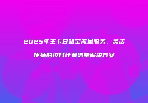 2025年王卡日租宝流量服务：灵活便捷的按日计费流量解决方案