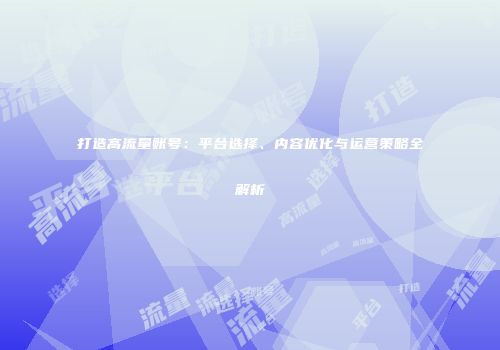 打造高流量账号：平台选择、内容优化与运营策略全解析