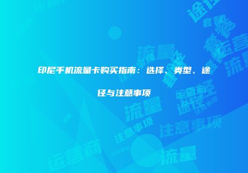 印尼手机流量卡购买指南：选择、类型、途径与注意事项
