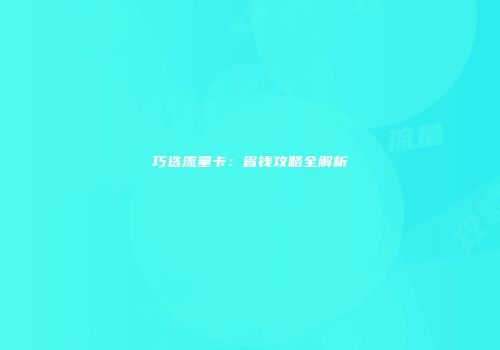 巧选流量卡：省钱攻略全解析