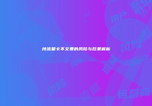 纯流量卡不交费的风险与后果解析