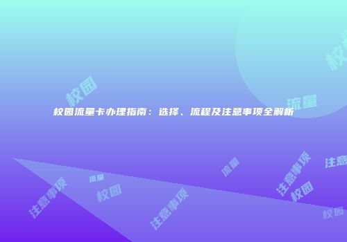 校园流量卡办理指南：选择、流程及注意事项全解析
