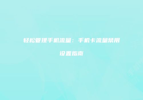 轻松管理手机流量：手机卡流量禁用设置指南
