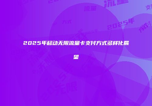 2025年移动无限流量卡支付方式多样化展望