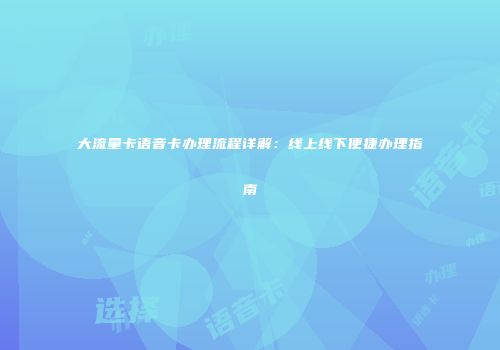 大流量卡语音卡办理流程详解：线上线下便捷办理指南
