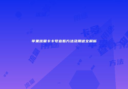 苹果流量卡卡号查看方法及用途全解析