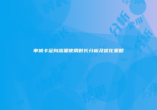 申城卡定向流量使用时长分析及优化策略
