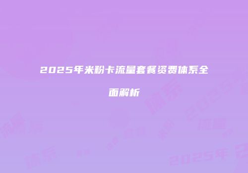 2025年米粉卡流量套餐资费体系全面解析