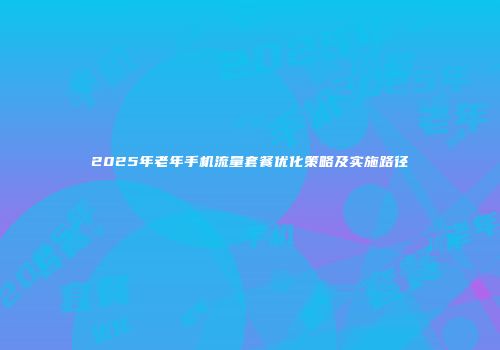 2025年老年手机流量套餐优化策略及实施路径