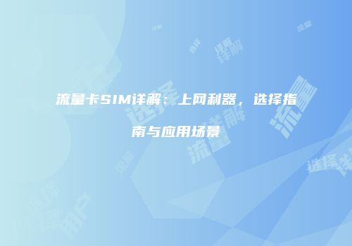流量卡SIM详解：上网利器，选择指南与应用场景