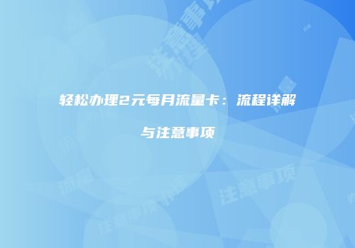 轻松办理2元每月流量卡：流程详解与注意事项