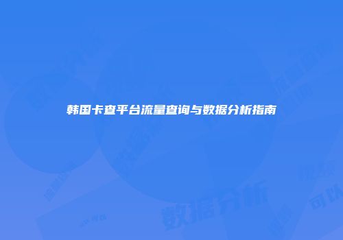 韩国卡查平台流量查询与数据分析指南