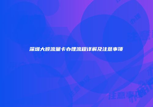 深圳大额流量卡办理流程详解及注意事项