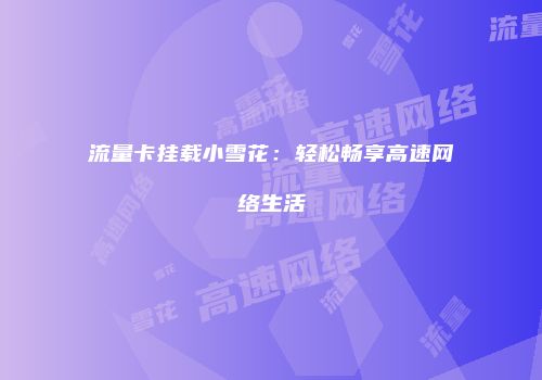 流量卡挂载小雪花：轻松畅享高速网络生活