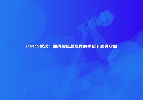 2025武汉：如何挑选最划算的手机卡套餐攻略