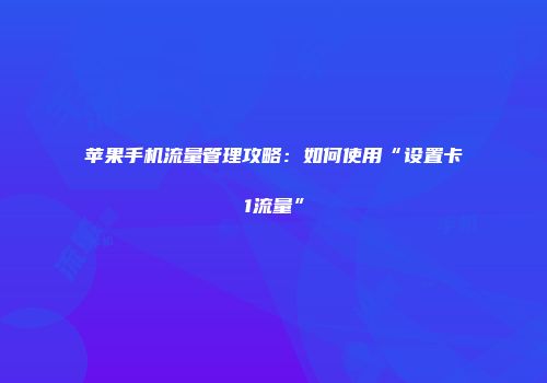 苹果手机流量管理攻略：如何使用“设置卡1流量”
